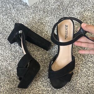 JustFab Black Block Heel Sandals